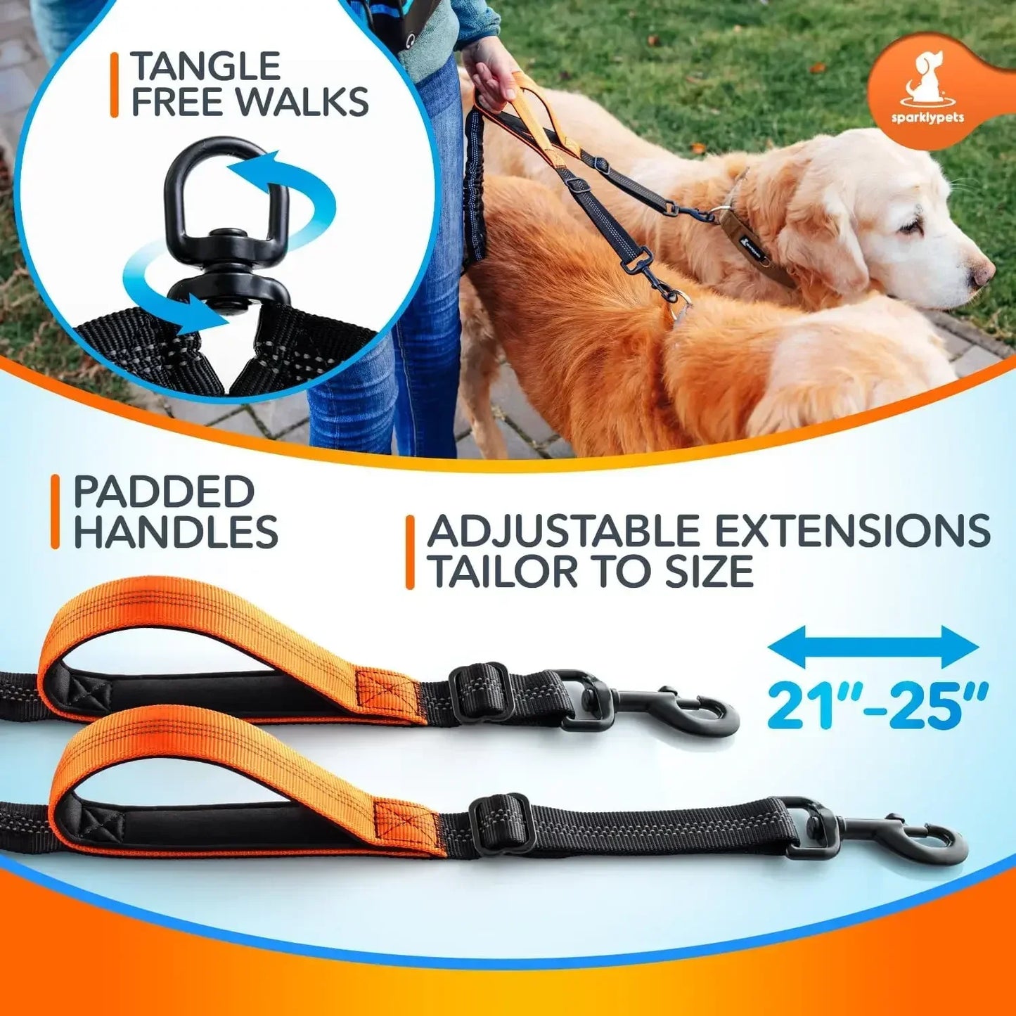 Bungee Waist Dog Leash with Back Brace