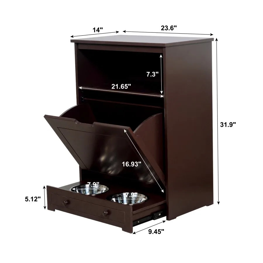 Pet Feeder Station with Storage Cabinet