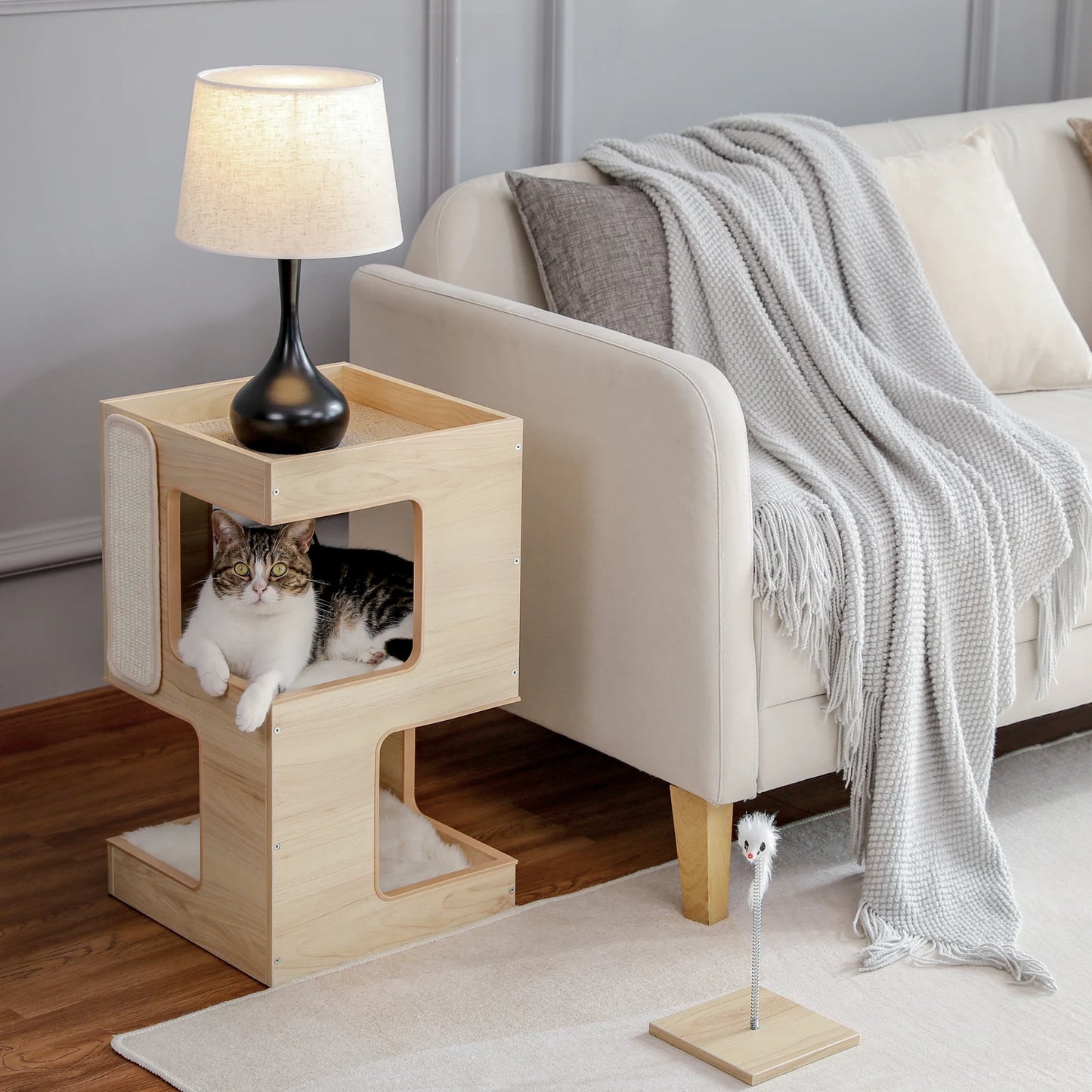 Modern Cat Tree with Scratcher Board Furniture