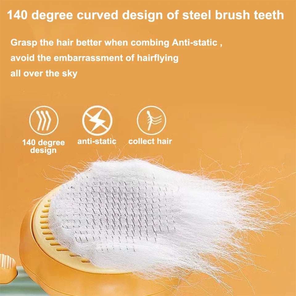 Pumpkin Cat Dog Brush Self Cleaning Slicker Brush Comb