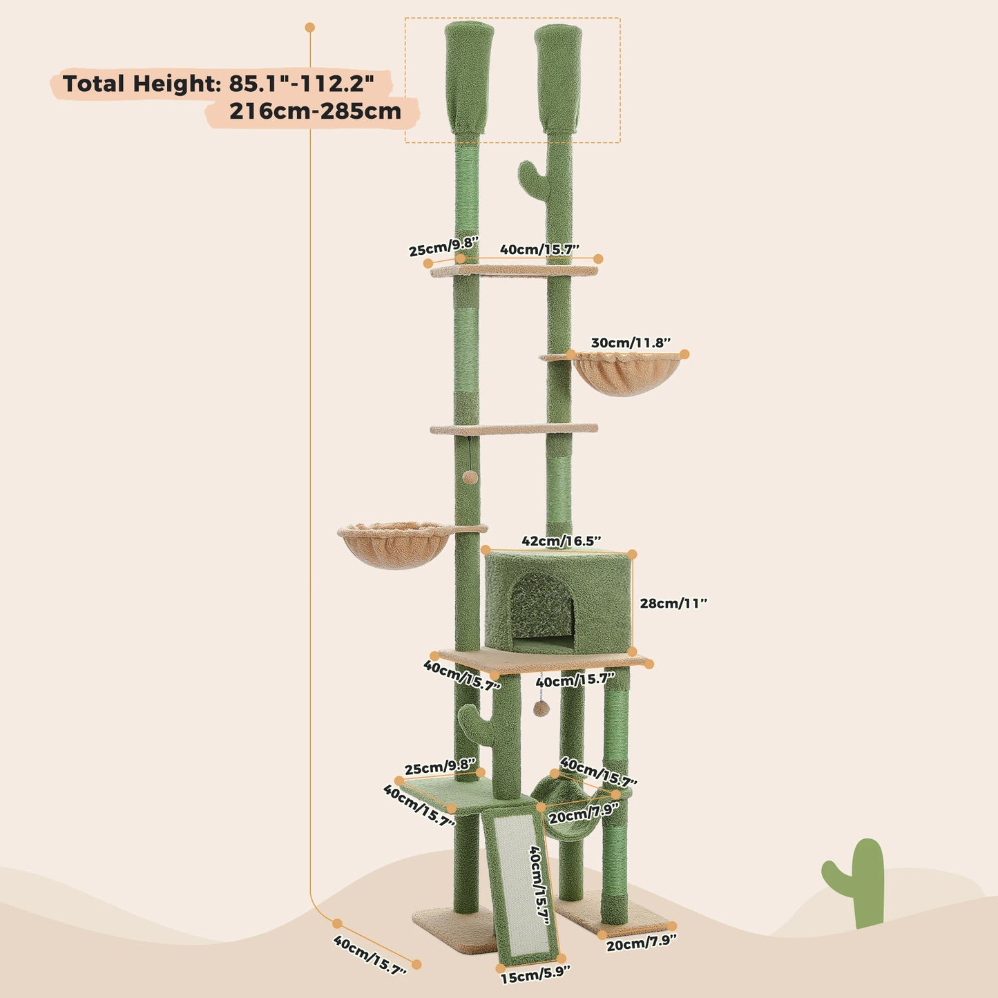 Cactus Cat Tree Floor to Ceiling Cat Tower