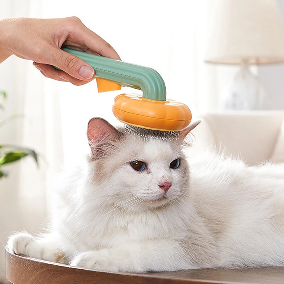 Pumpkin Cat Dog Brush Self Cleaning Slicker Brush Comb