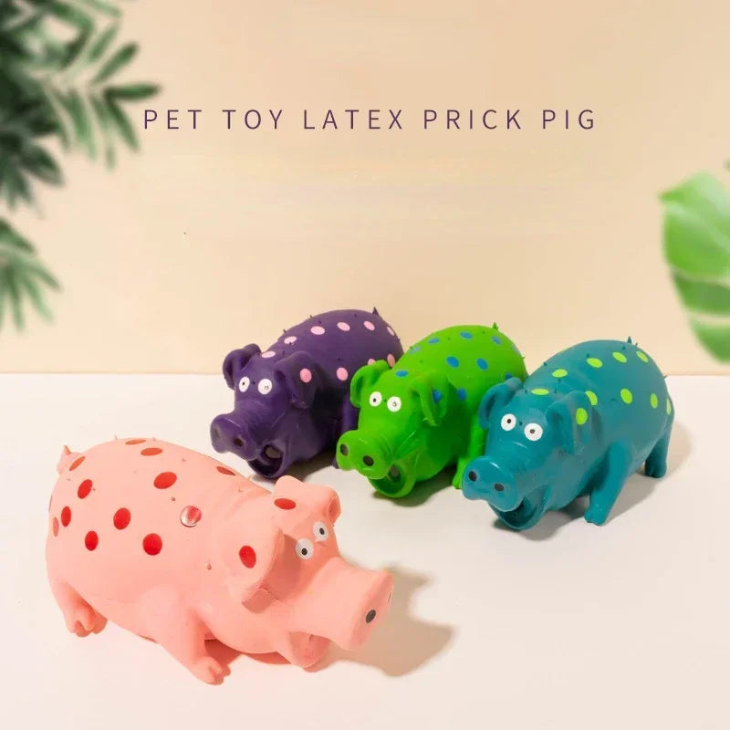 Squeaky Pig Dog Toy Durable Rubber Pig Squeaker