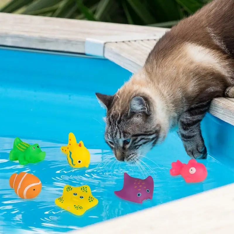 Swimming Pool Cat Toy 6pcs Kitten Pool Water Squeaky