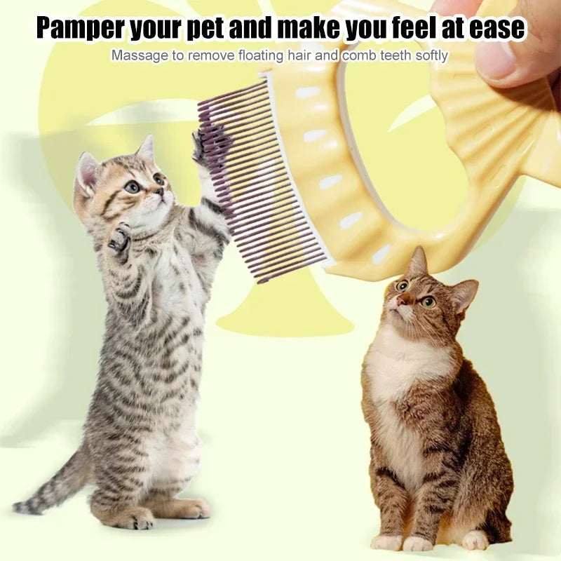 1Pc Pet Cat Comb Massage Brush Shell Shaped Handle