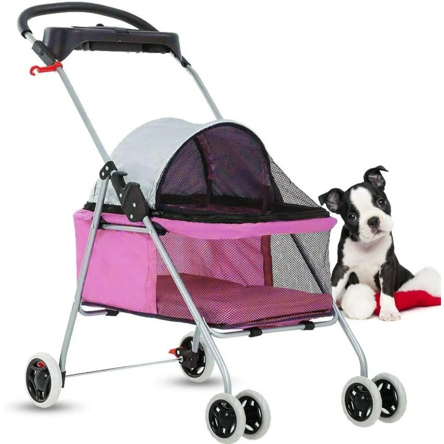 US 4 Wheels Pet Stroller Dog Stroller Travel Carrier