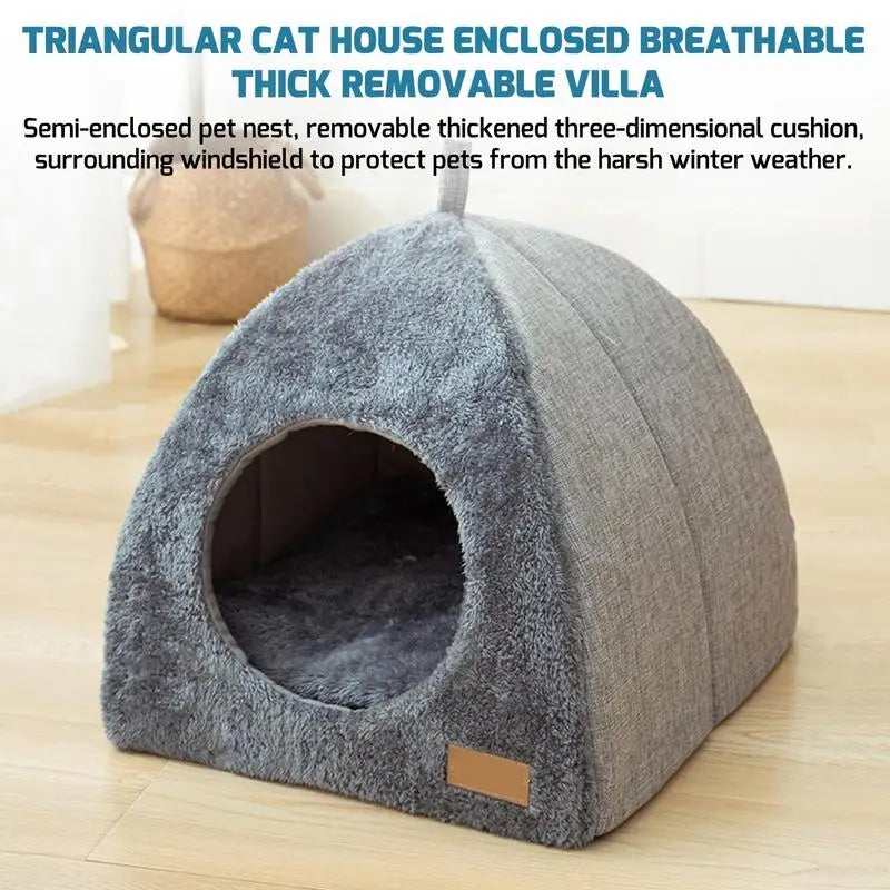 Triangle Cat Closed Nest With Removable Mat