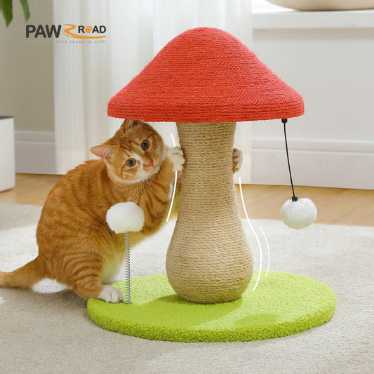 Small Cat Mushroom Scratching Post with Spring Ball