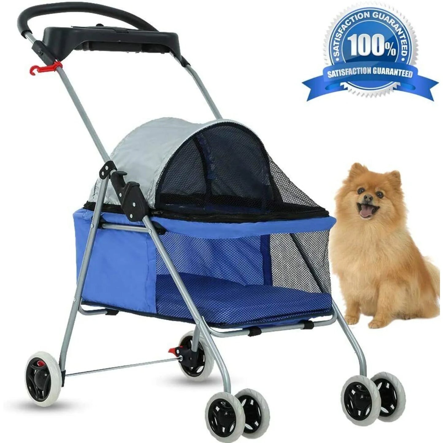 US 4 Wheels Pet Stroller Dog Stroller Travel Carrier