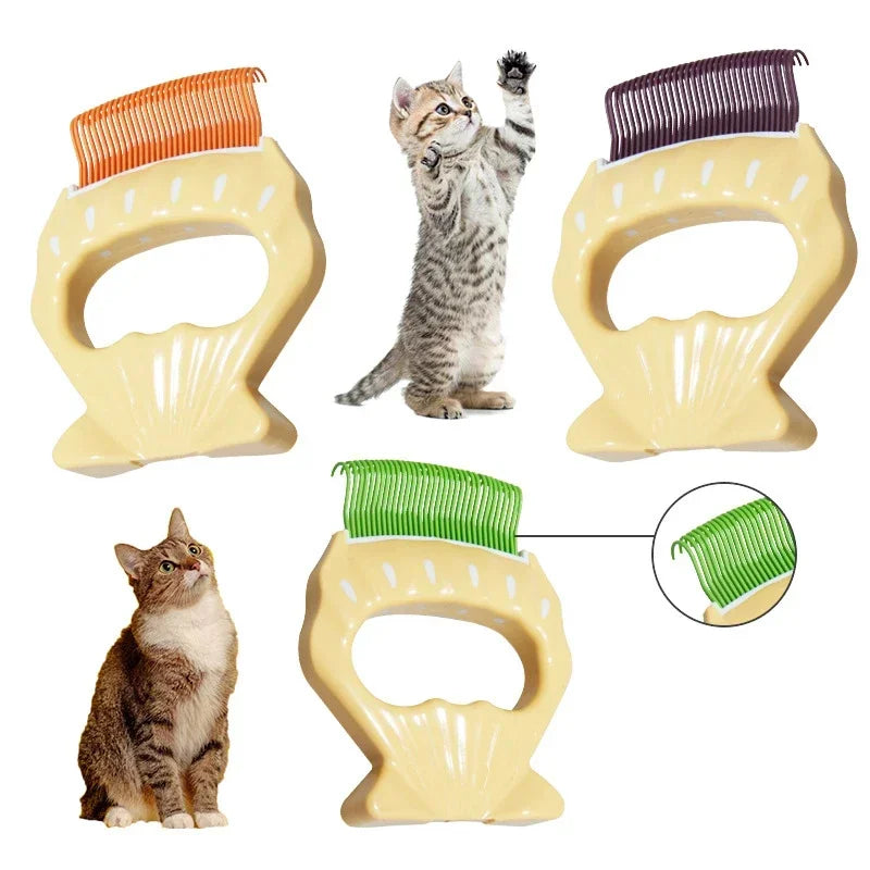 1Pc Pet Cat Comb Massage Brush Shell Shaped Handle