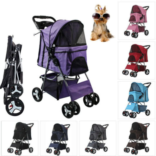 US Pet Dog Stroller  4 Wheel Foldable