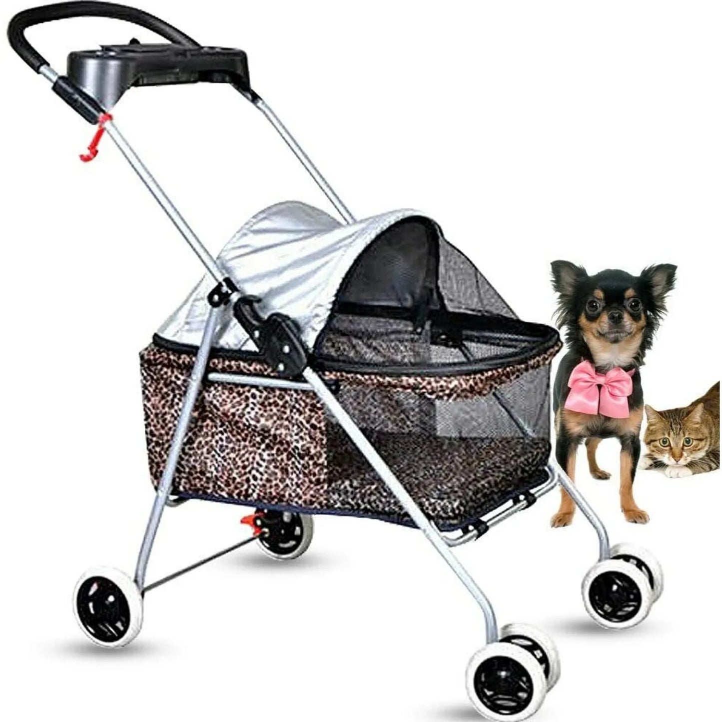 US 4 Wheels Pet Stroller Dog Stroller Travel Carrier