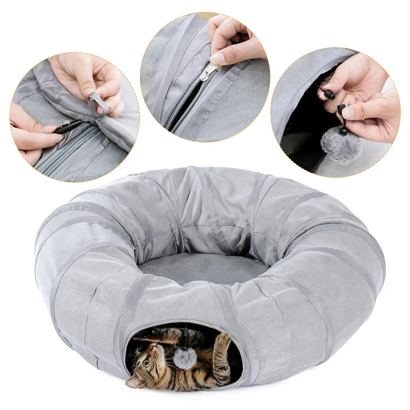 Cat/Rabbit Tunnel Toy Pop Up Bed Collapsible Round Tunnel